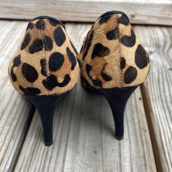 NINE WEST Madewell Cowhide Leopard Print Heels Size 4M - Picture 8 of 14